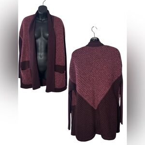 Smartwool women’s  lg moon ridge open front colorblock wool blend knit sweater